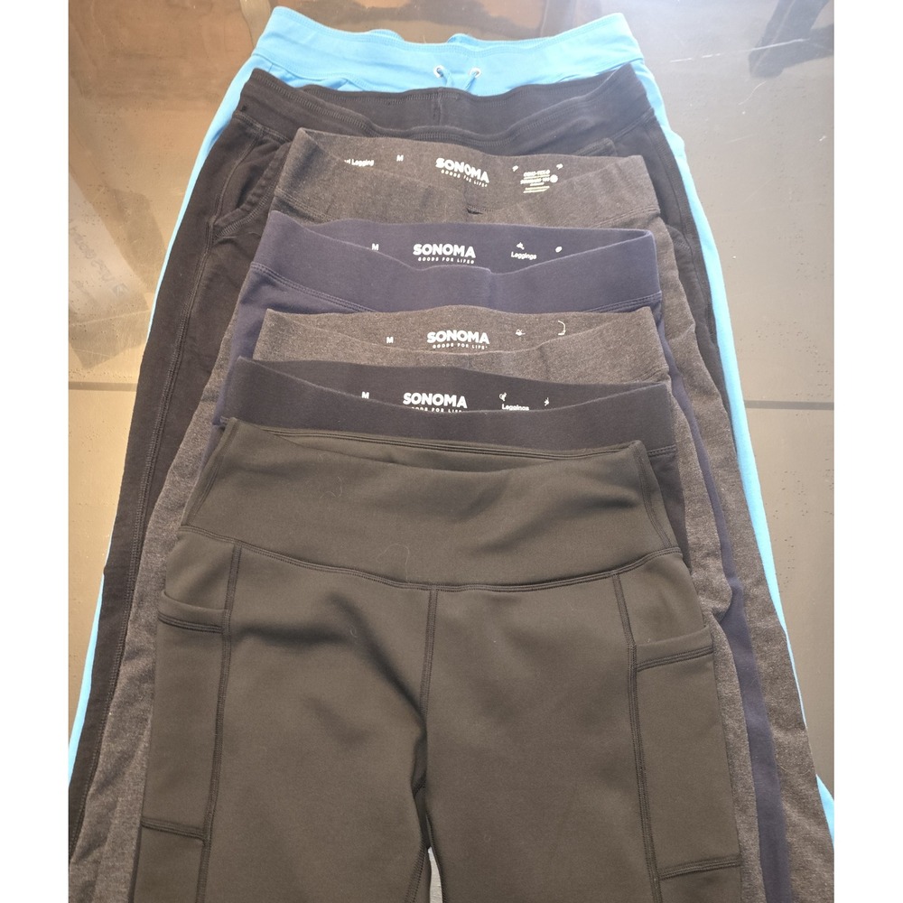 Lot of 7 Womens Leggings Sonoma Goods for Life Active Pants Size M Black Blue